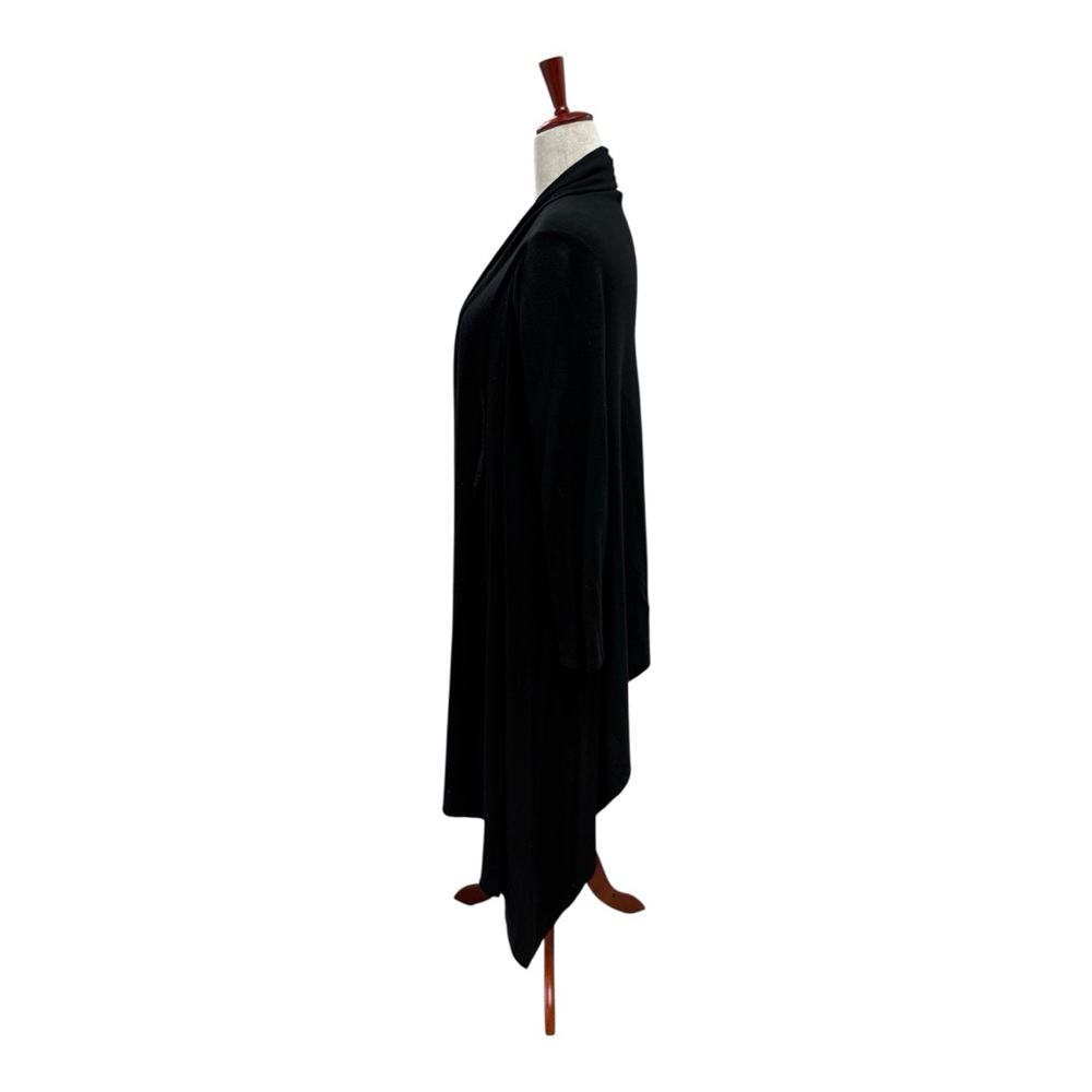 Women’s Black Long Open-Front Draped Cardigan Sweater Size Medium Large Viscose - Picture 7 of 15